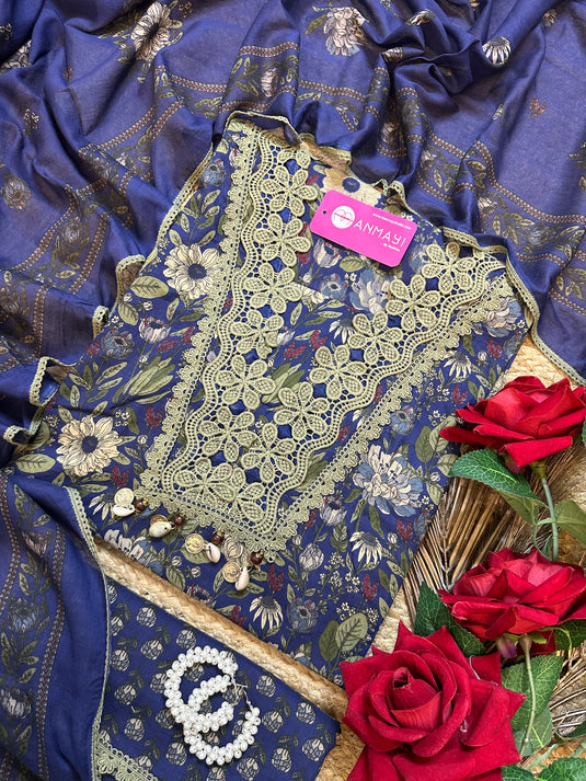 Dark floral pure cottons patterned suit set