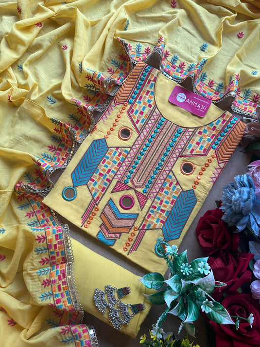 Mirror boho looks muslin suit set