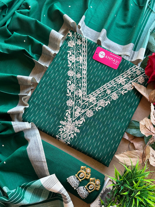 Self weave handloom cotton suit set