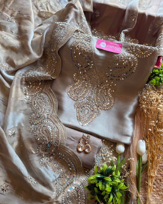 Kanjivaram silk mirror detail suit set