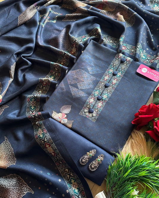 Self flower printed soft spun suit