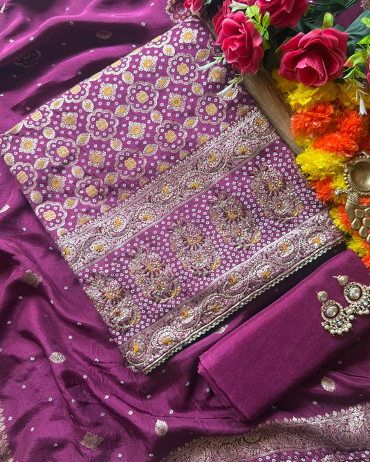 Dolla silk jaal jacquard suit set