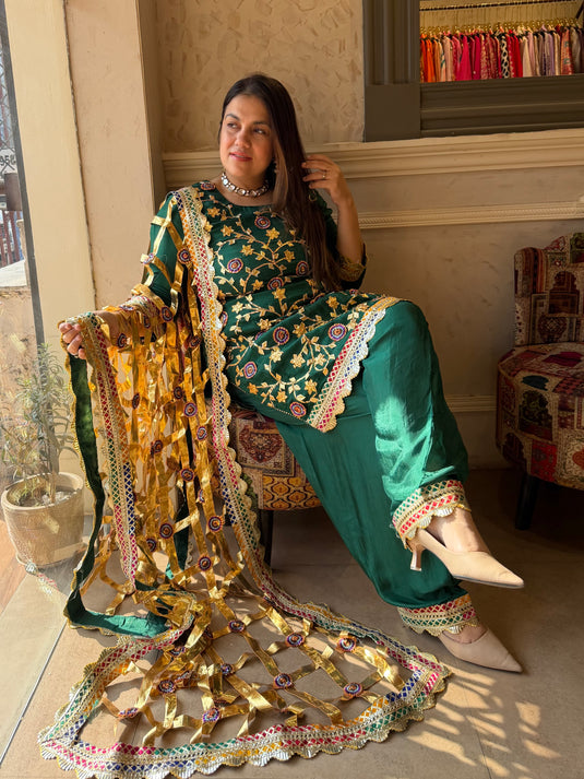 Traditional gotta work suit set with gotta filling dupatta