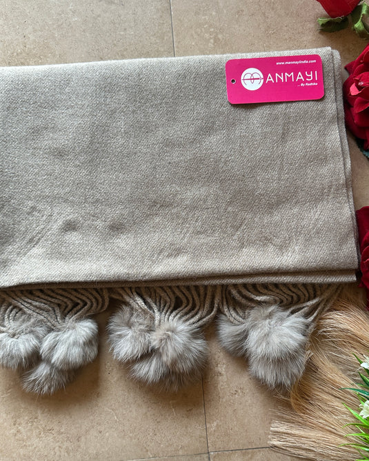 Hana plain Pom Pom soft stole