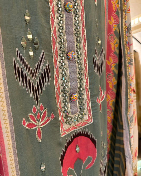 Assorted pure muslin digital print suit sets with highlights