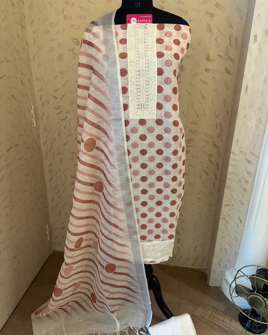 Coloured polka dots linen cotton suit set