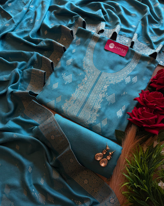 Banarasi Pashmina pine tree work suit set