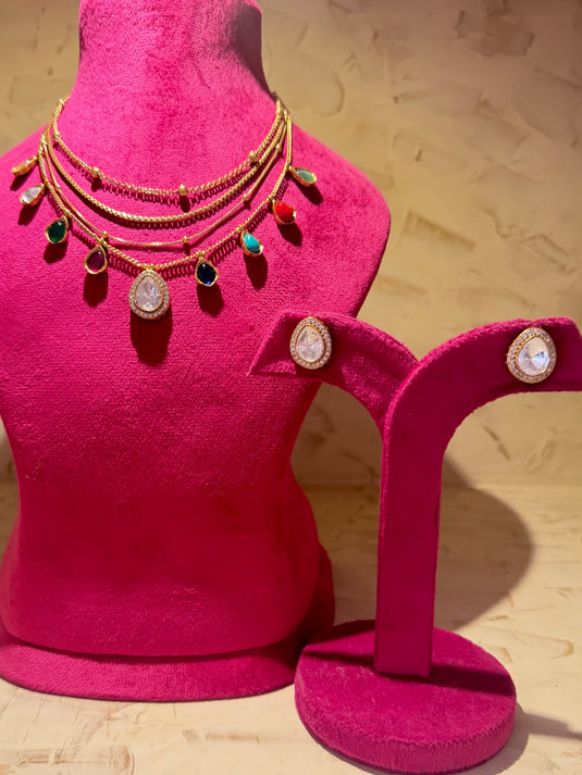 Layered chain stack Kundan set