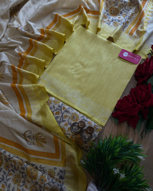 Khadi pashmina printed bottom dupatta suit set
