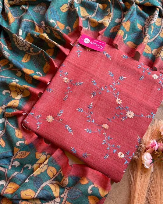 Kani Jaal Embroidered suit set with printed shawls