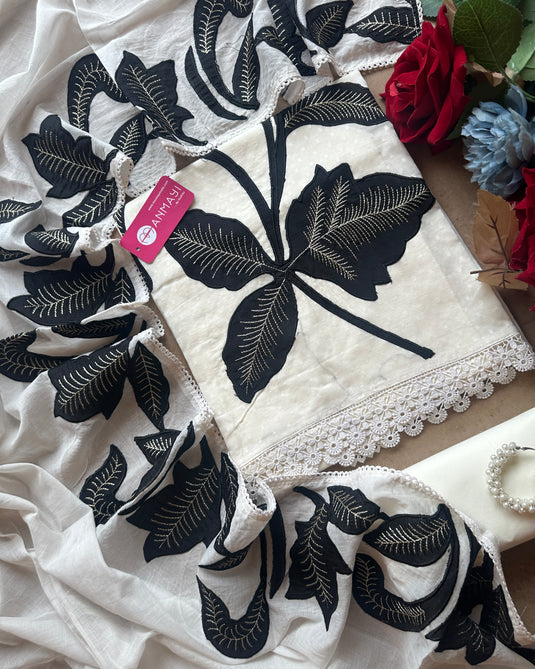 Patched leafy cotton suit set