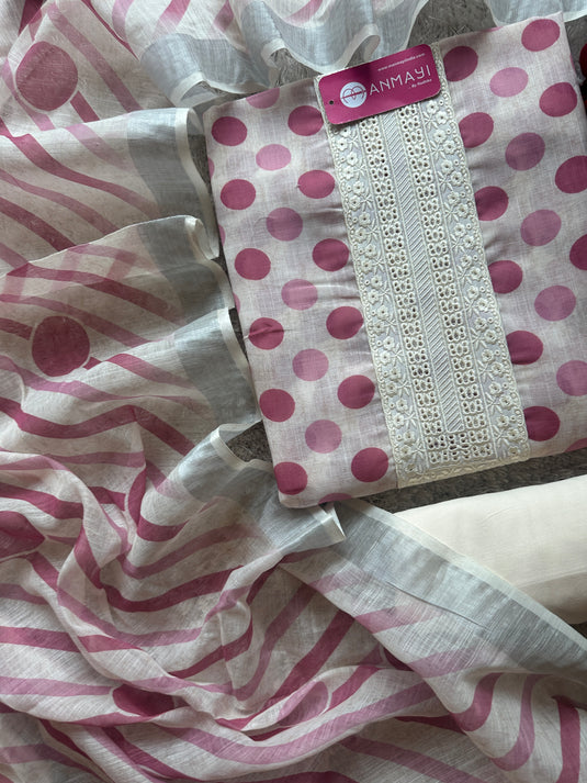 Coloured polka dots linen cotton suit set