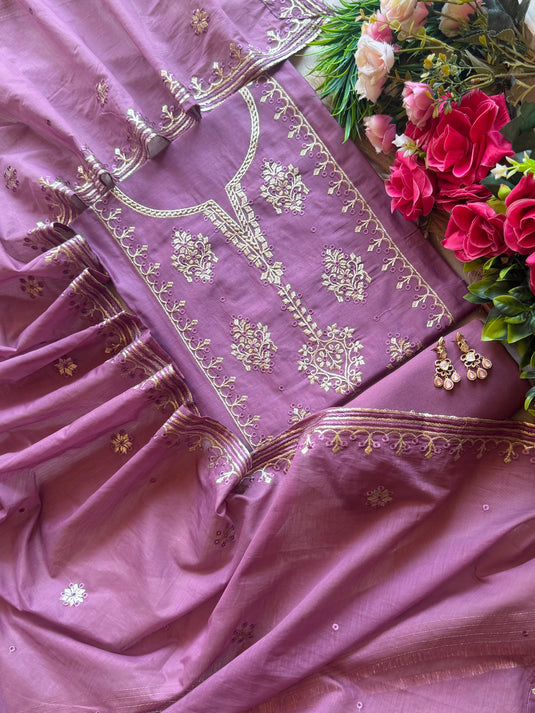Modal Chanderi panel pita work suit set