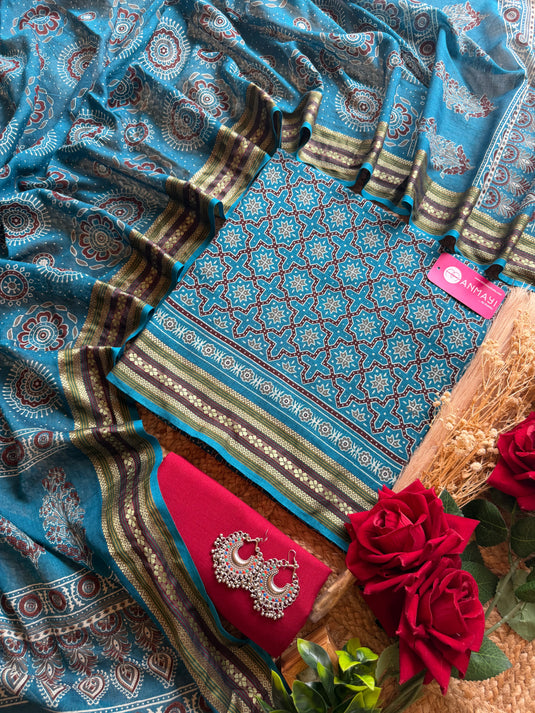 Manglagiri ajrakh cotton suit set vol 2