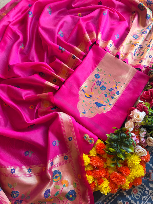 Jamdani silk gold garden suit set