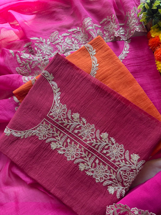 Intricate silver Dori Mul cotton suit set