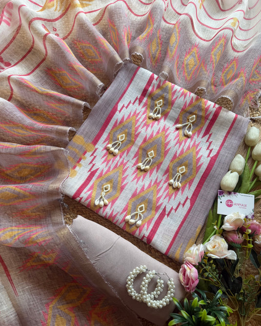 Boho looks linen suit set with shells