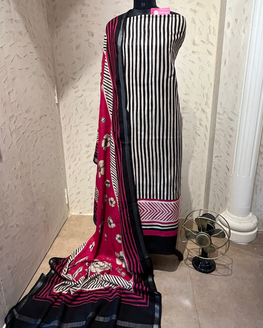 Abstract print organic linen suit set