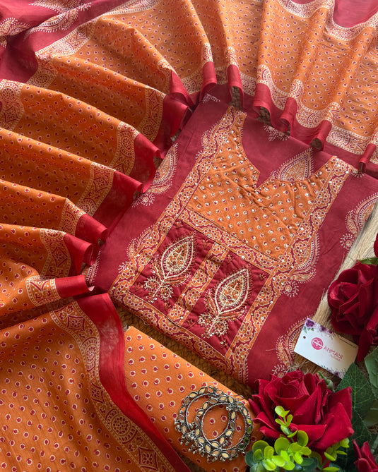 Paisley Combination yog Jaipuri cotton suit set
