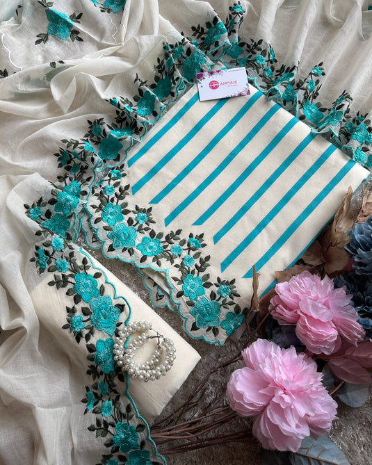 Stripes cotton Parsi work suit sets