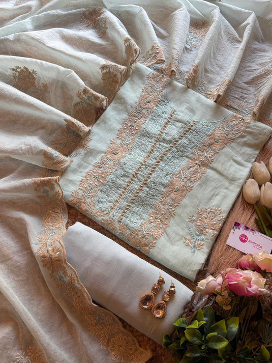 Mul Chanderi gold Dori work suit set