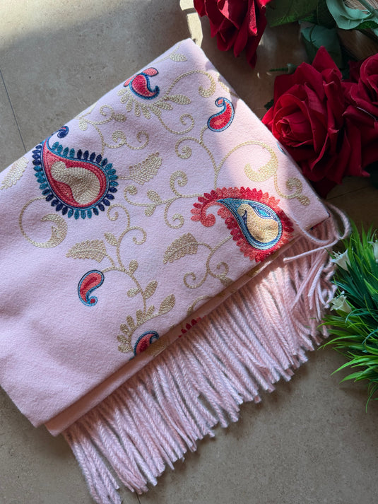 Aari work soft wool Kashmiri stole