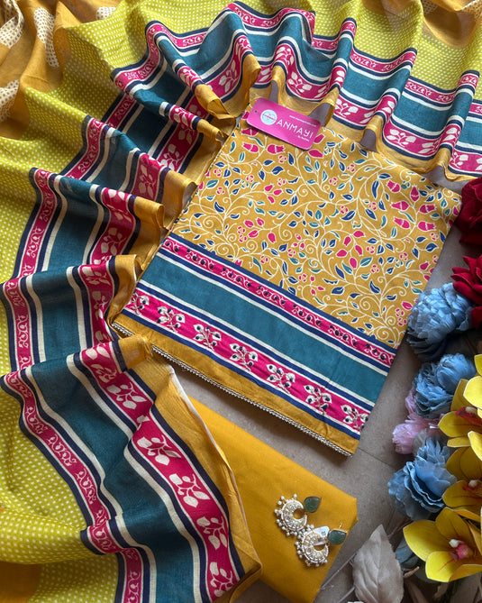 Cambric cotton kalamkari print suit set