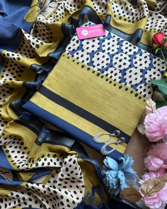 Abstract print organic linen suit set