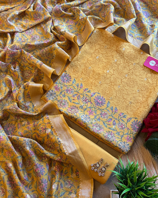 Maheshwari flower border banarasi suit set