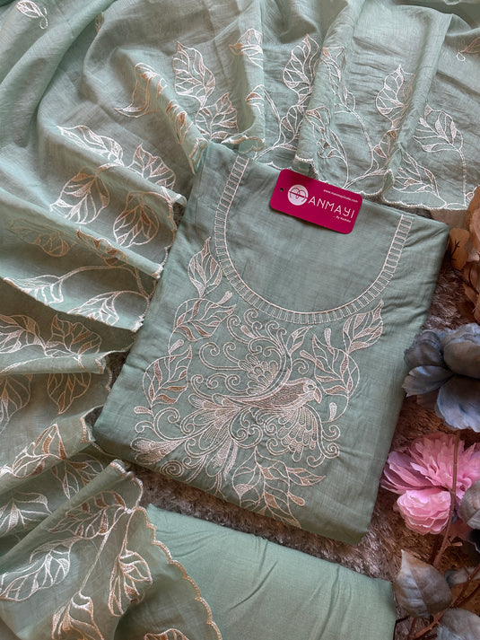 Mul Chanderi dori work bird suit set