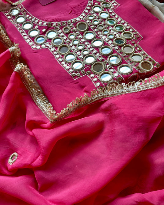 Pure organza Kutch mirror work suit set