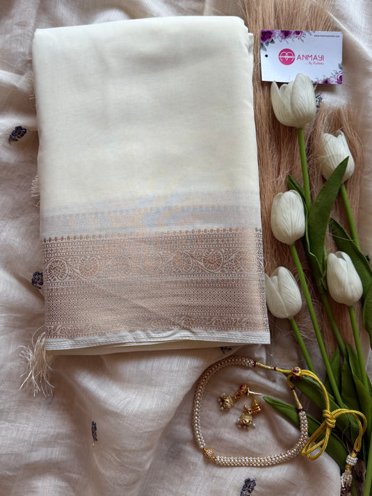 Aabha semi chiffon saree with brocade blouse