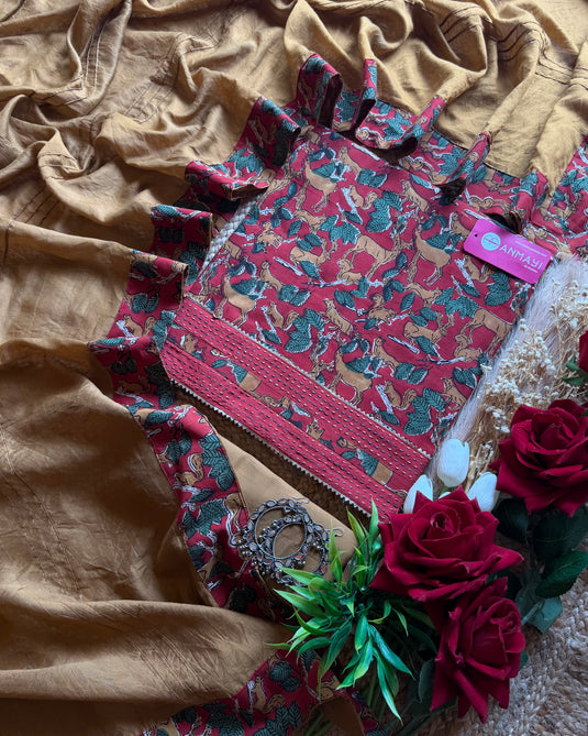 Forest print pure cotton suit set with