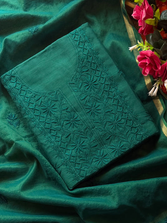 Bakhiya Chikankari pure mul suit set