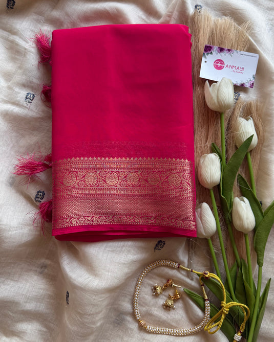 Aabha semi chiffon saree with brocade blouse