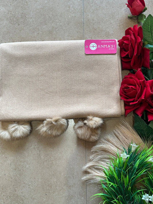Hana plain Pom Pom soft stole