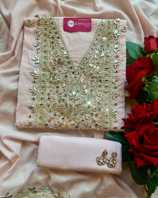 Gotta work u neck pure mul cotton suit set