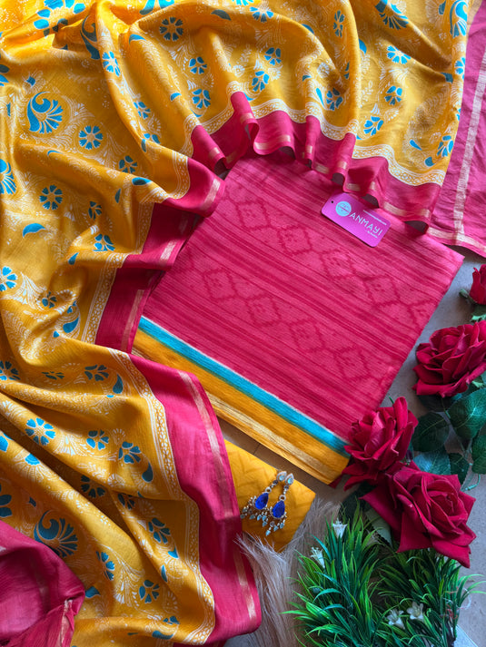 Patola Print pure maheshwari suit set