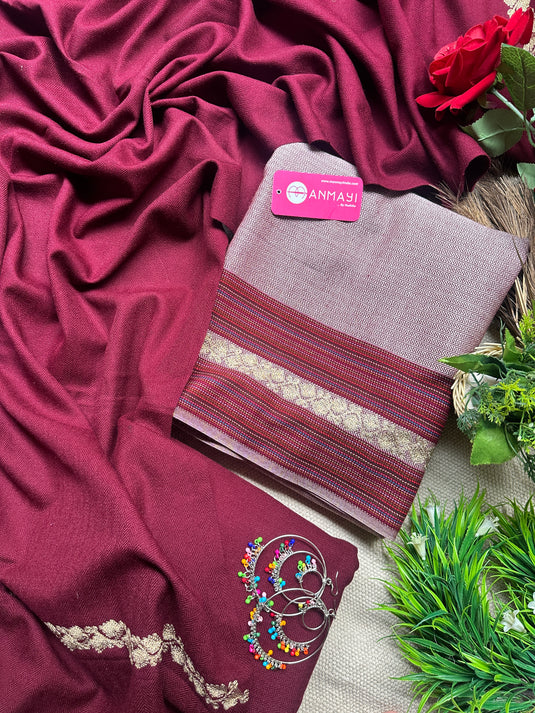 Kullu Weaving merino wool suits with golden thread