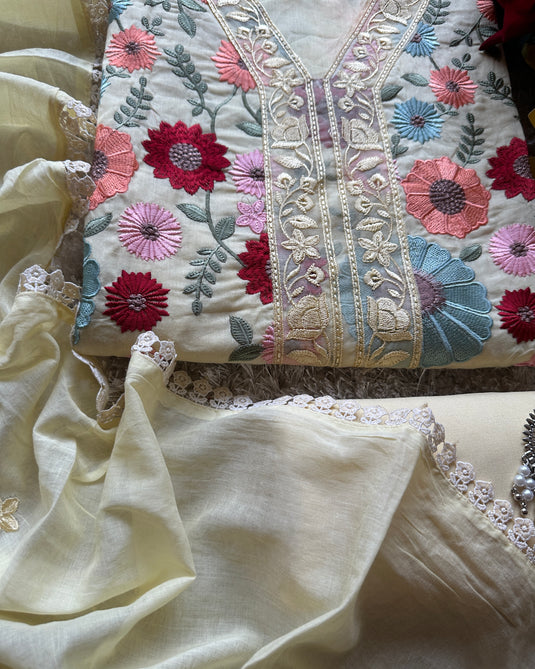 Mul Chanderi Jaal parsi work suit set