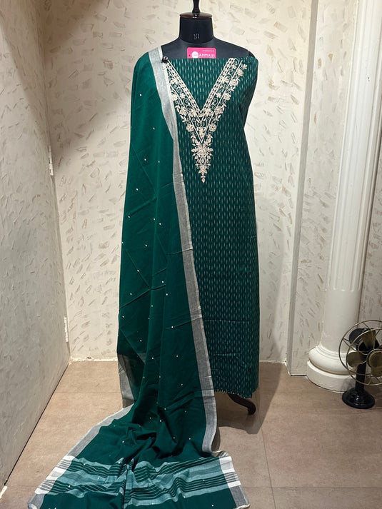 Self weave handloom cotton suit set