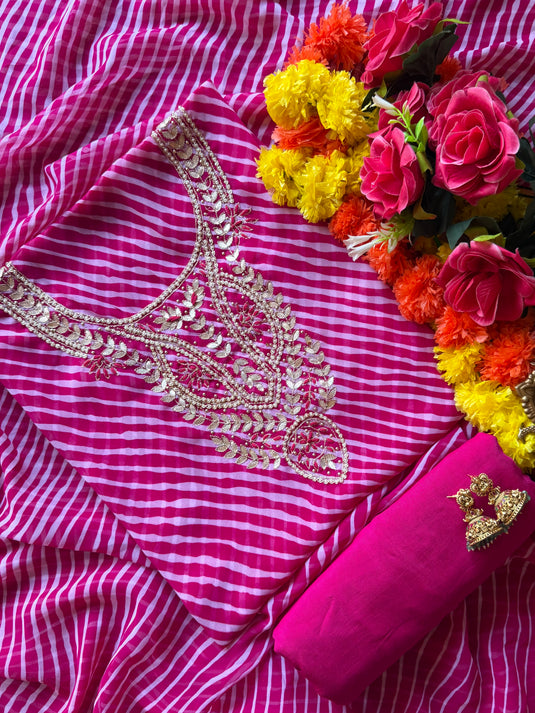 Lehria Georgette pakiza neck pita work suit set