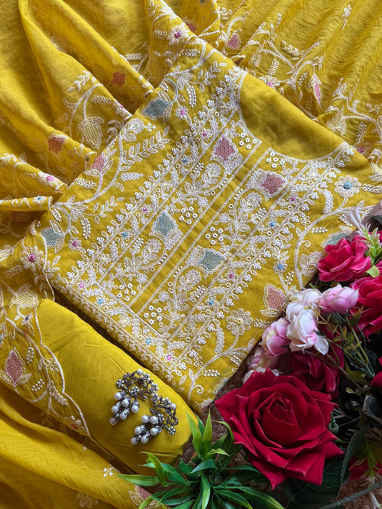 Lucknawi festive jaal Mul Chanderi