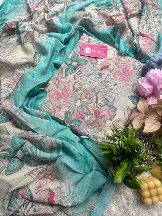 Dual Shaded alpine wool suit with Muslin Dupatta