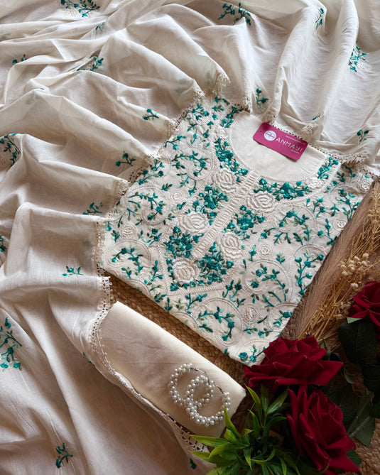 Machine coloured work pure cotton suit set