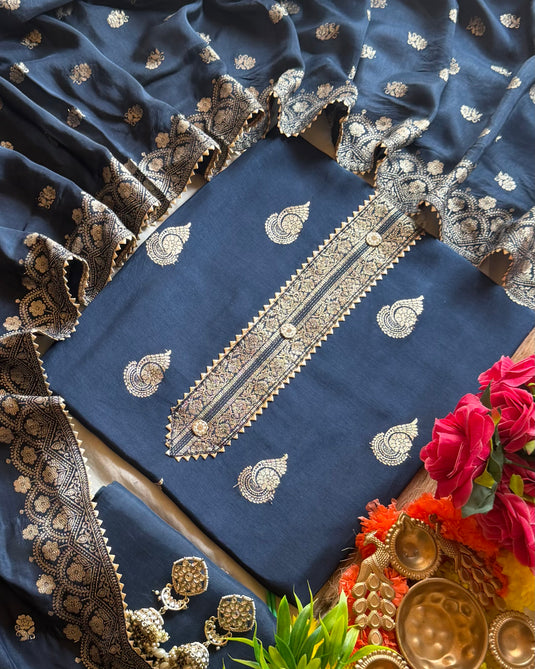 Banarasi Ambi pure Dolla Silk suit set