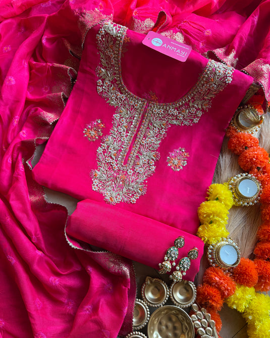 Dabka work dolla silk suit set