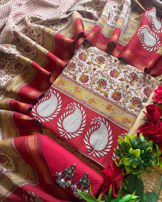 Maheshwari cotton Kalamkari print suit set
