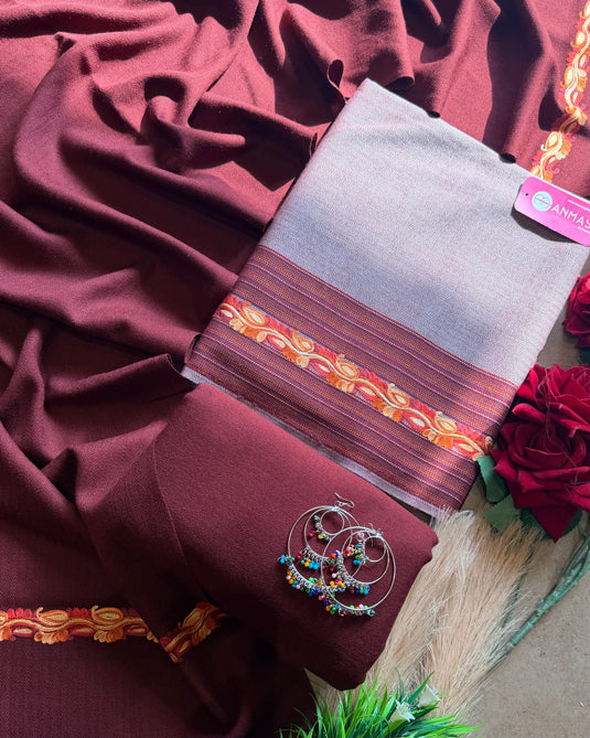 Merino wool suits with embroidered kullu work design 2