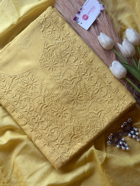Pure Mul Chikankari earthy tones suit set